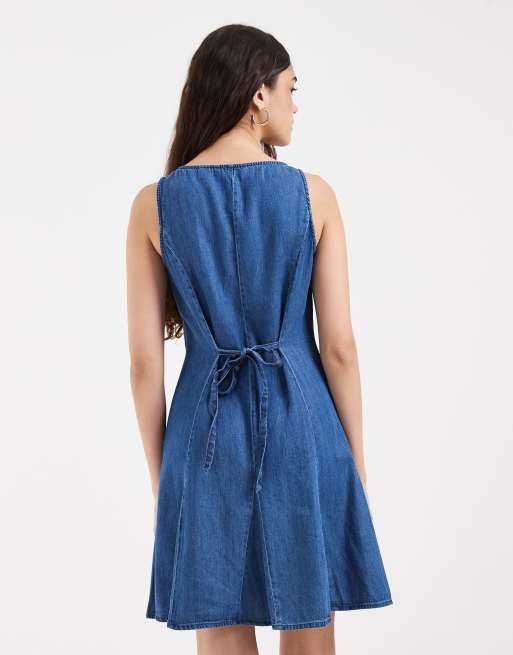 Levi's - Mercer - Vestito corto in denim blu con peplo, 2 di 4