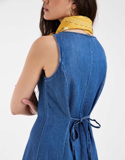 Levi's - Mercer - Vestito corto in denim blu con peplo, 4 di 4