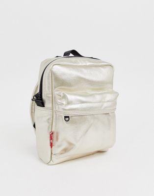 metallic mini backpack with red tab | ASOS