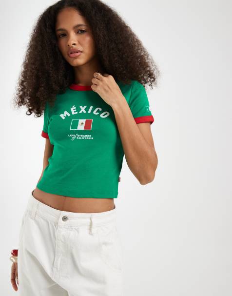Levi's Mexico mini koszulka ringer w kolorze zielonym - view 1