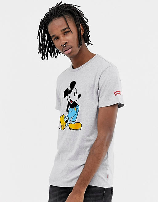 Levi's mickey mouse front & back print t-shirt in grey marl | ASOS