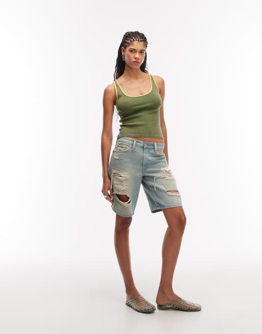 Levi's - Middy - Bermuda en jean déchiré - Bleu clair, 2 de 4