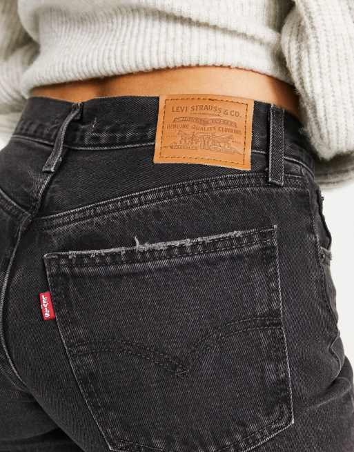 Levi's – Middy – Czarne jeansy z prostymi nogawkami i rozdarciami na kolanach, 2 z 4