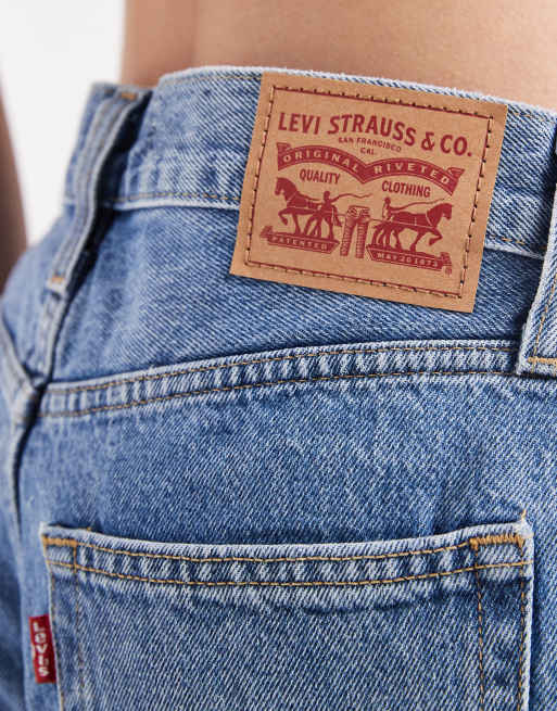 Levi's middy denim jorts in middenblauw, 3 van 5