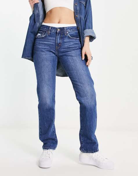Levi's middy distressed straight leg jeans in mid wash - view 1
