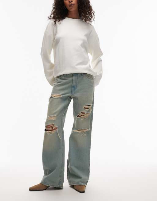 Levi's - Middy - Jean ample déchiré - Délavage clair vintage 
