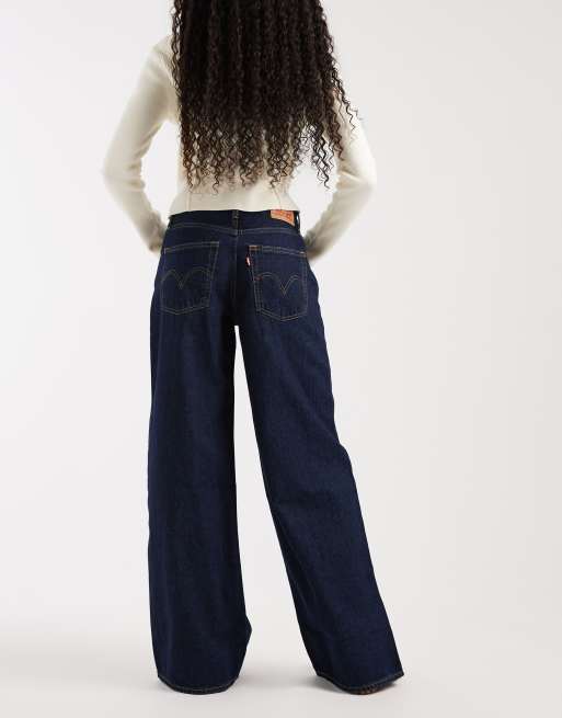Levi's middy jeans med vida ben i mörk tvätt, 2 av 5