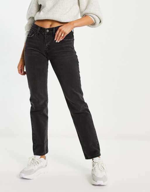 Levi's – Middy – Jeans mit geradem Bein und Zierrissen in Schwarz
