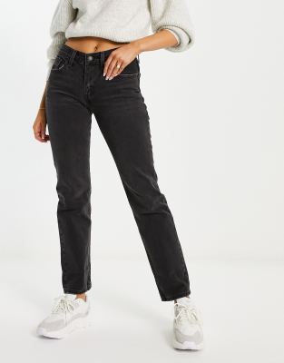 Hollister Straight Leg Ripped Knee Jeans In Mid Blue Wash