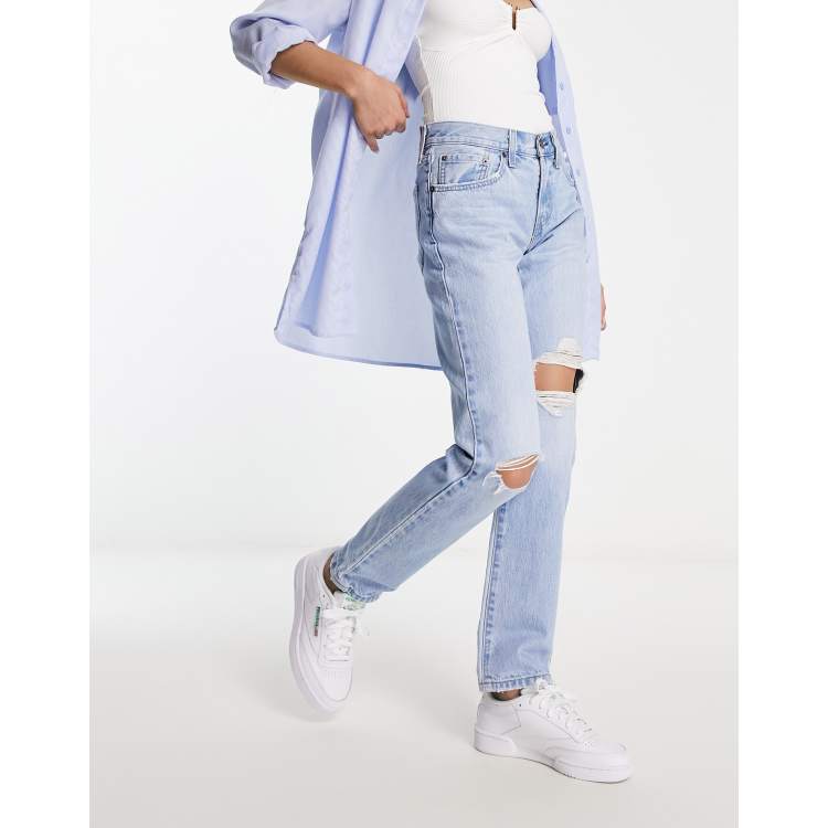 Levi's baggy knee rip bootcut flare jeans in light wash