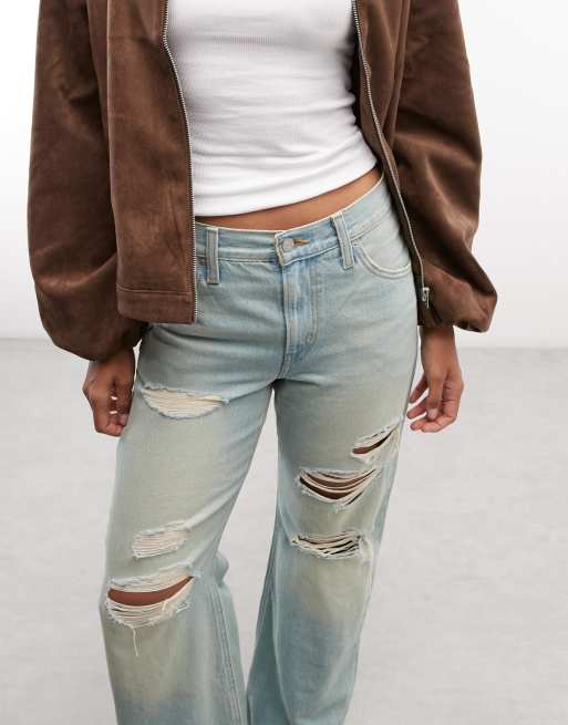 Levi's – Middy – Ljusa vintagetvättade bootcut-jeans med ledig passform och revor, 3 av 5