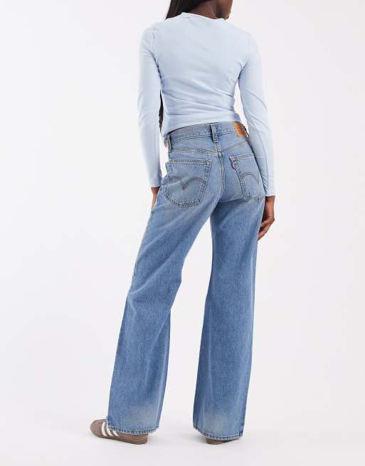 Levi's Middy loose boot-jeans med slitage i mellanblå, 2 av 5