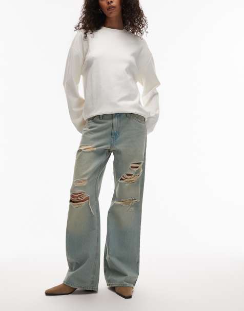 Levi's middy loose boot jeans with rips in light vintage wash  - view 1