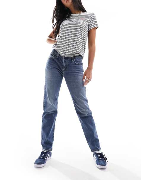 Levi's - Middy - Rechte jeans met halfhoge taille in middenblauwe wassing - view 1