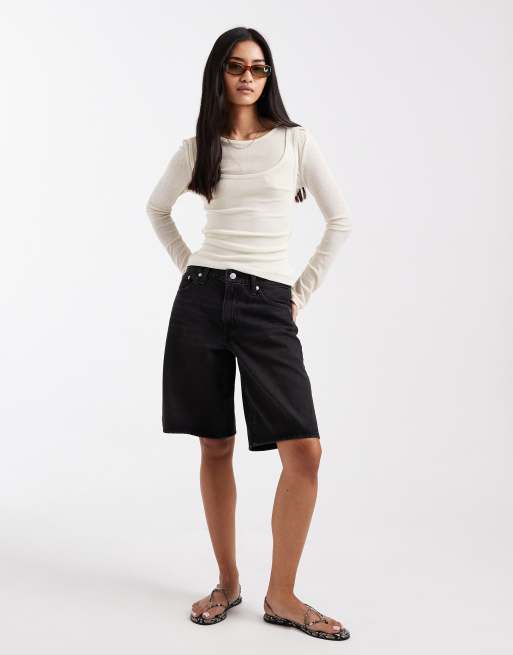 Levi's - Middy - Sorte forvaskede jorts i denim, 2 af 5