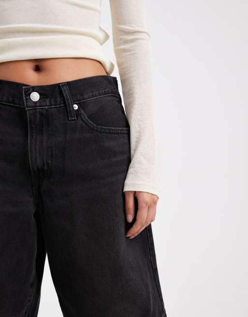 Levi's - Middy - Sorte forvaskede jorts i denim, 4 af 5