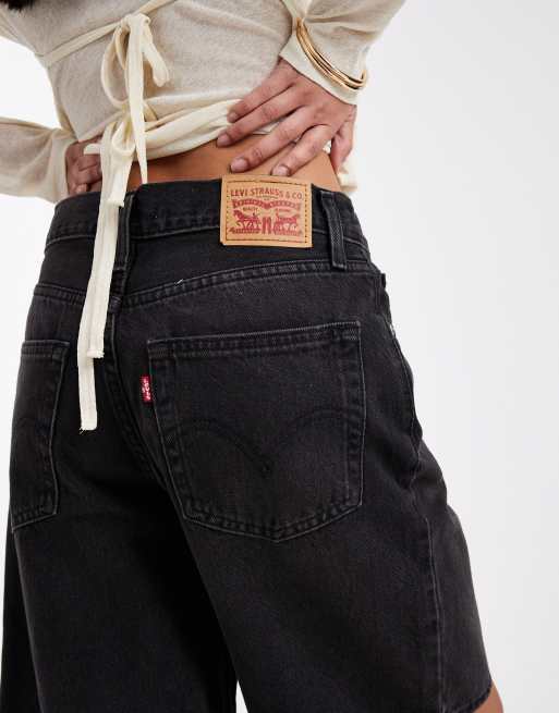 Levi's - Middy - Sorte forvaskede jorts i denim, 5 af 5