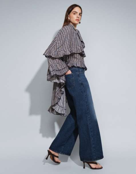 Levi's middy wide denim jeans in mid wash - view 1