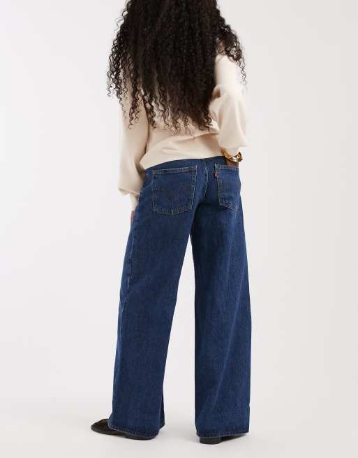 Levi's middy wide denim jeans in mid wash, 3 of 5