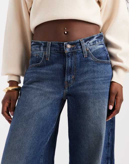 Levi's middy wide denim jeans in mid wash, 4 of 5