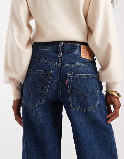Levi's middy wide denim jeans in mid wash, 5 of 5