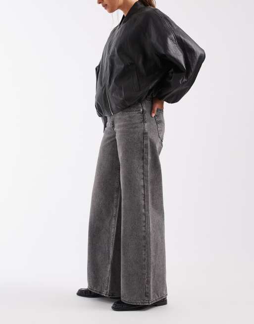 Levi's middy wide denim jeans in washed grey, 3 of 5