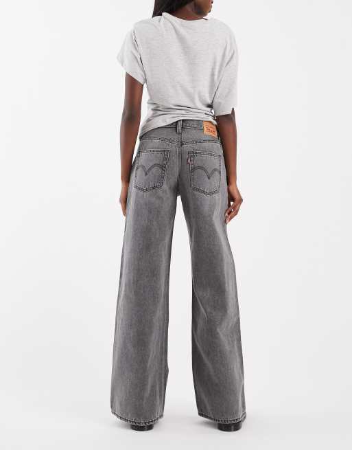 Levi's middy wide leg jeans in zwart, 2 van 5