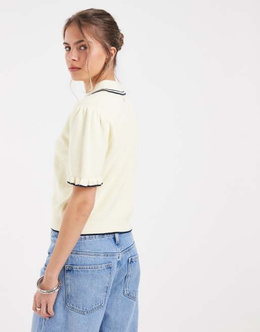 Levi's miękki top polo z krótkim rękawem w kolorze żółtym, 2 z 4