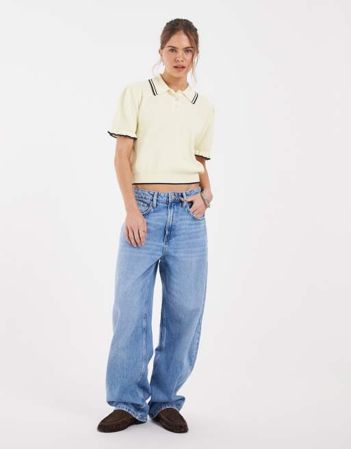 Levi's miękki top polo z krótkim rękawem w kolorze żółtym, 3 z 4