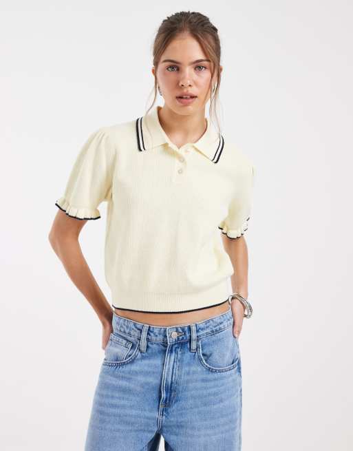 Levi's miękki top polo z krótkim rękawem w kolorze żółtym, 4 z 4