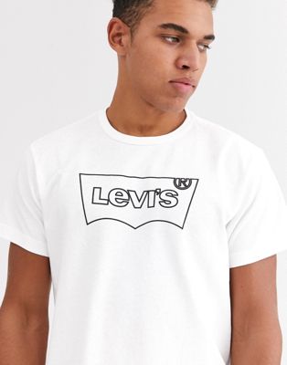 Levi's - Mighty made - T-shirt met geflockt vleermuislogo in wit