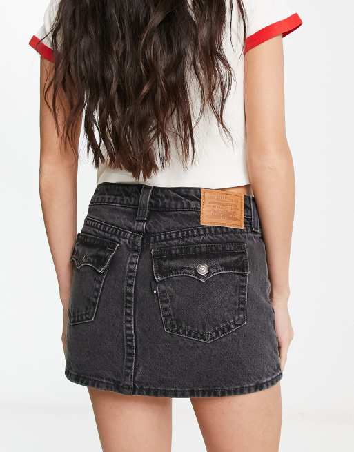 Black jean shop mini skirt levi's