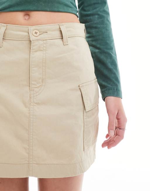 Levi s mini cargo denim skirt in tan