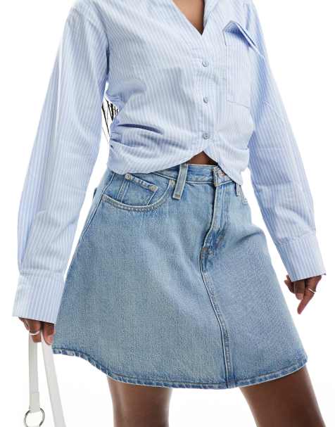 Levi's mini flounce denim skirt in mid blue - view 1