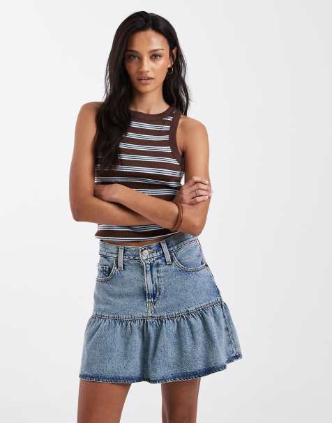 Levi's - Mini-jupe en jean à volants - Bleu délavé - view 1
