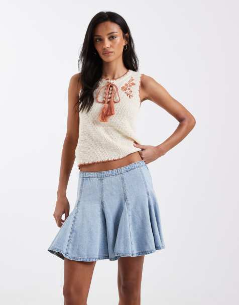 Levi's - Mini-jupe plissée en jean avec godets - Bleu délavé - view 1
