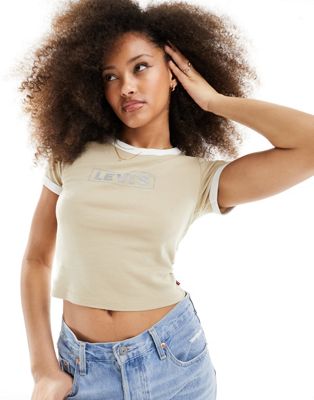 Levi's mini ringer t-shirt with reflective logo in tan