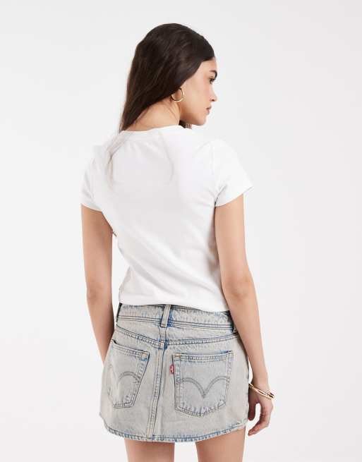 Levi's - minifalda vaquera de talle bajo con cinturón en azul lavado ácido, 4 de 5