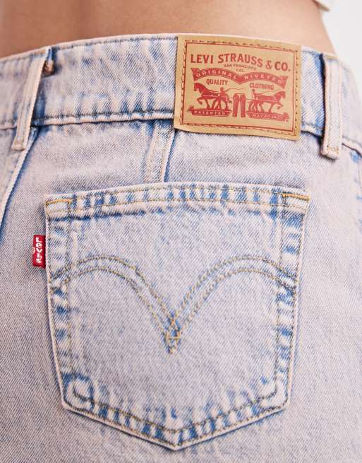 Levi's - Minigonna di jeans a vita super bassa rosa tinta, 3 di 5