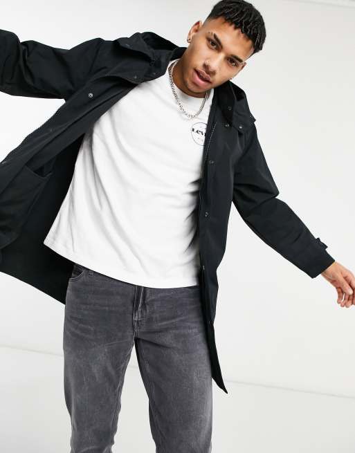 Levi's Mission hooded parka jacket in caviar black ASOS