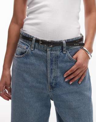 Levi's - Mit Nieten besetzter Ledergürtel in Schwarz