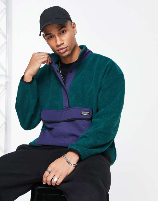 Levi s mock neck fleece sweatshirt in dark green ASOS