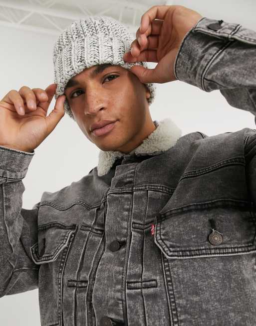 Levi s modern type 2 sherpa collar denim trucker jacket in furnace warm grey office accessories men Kids polo shirts wallets caps Cra wallonieShops
