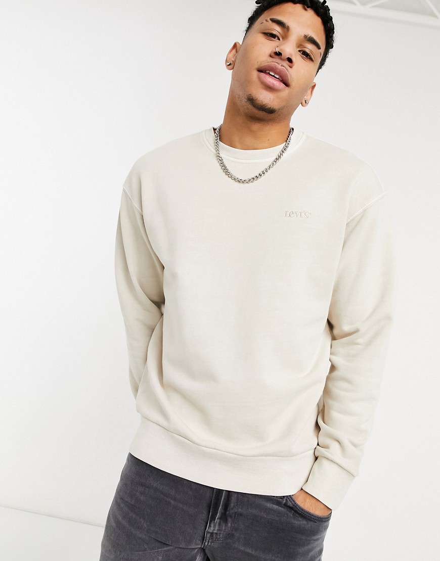 Levi's modern vintage logo relaxed fit sweatshirt in garment dye pumice stone-Neutral