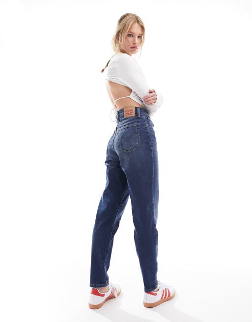 Levi's - Mom jeans a vita alta blu navy lavaggio scuro