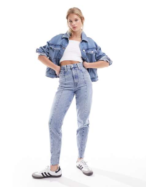 Levi's - Mom jeans met hoge taille in lichtblauw met wassing - view 1