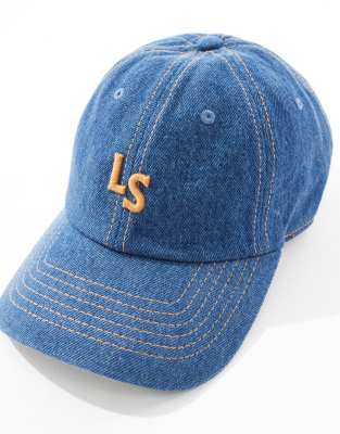 Levi's Monogram Denim Baseball Cap In Blue