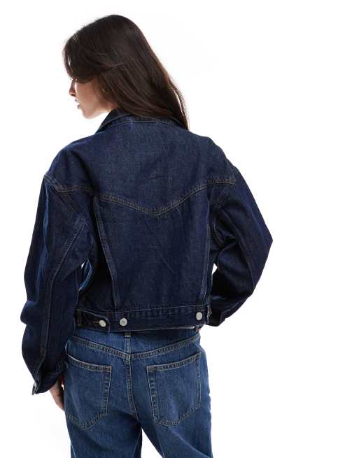 Levi's – Mörkblå, krympt truckerjacka i 90-talsstil, 2 av 4