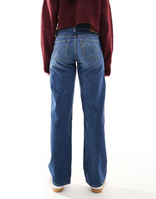Levi's – Mörkblå, lediga bootcut-jeans med superlåg midja, 3 av 5