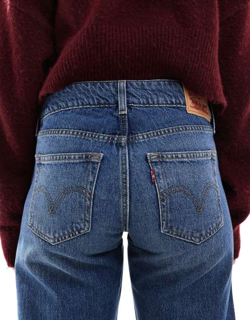 Levi's – Mörkblå, lediga bootcut-jeans med superlåg midja, 4 av 5